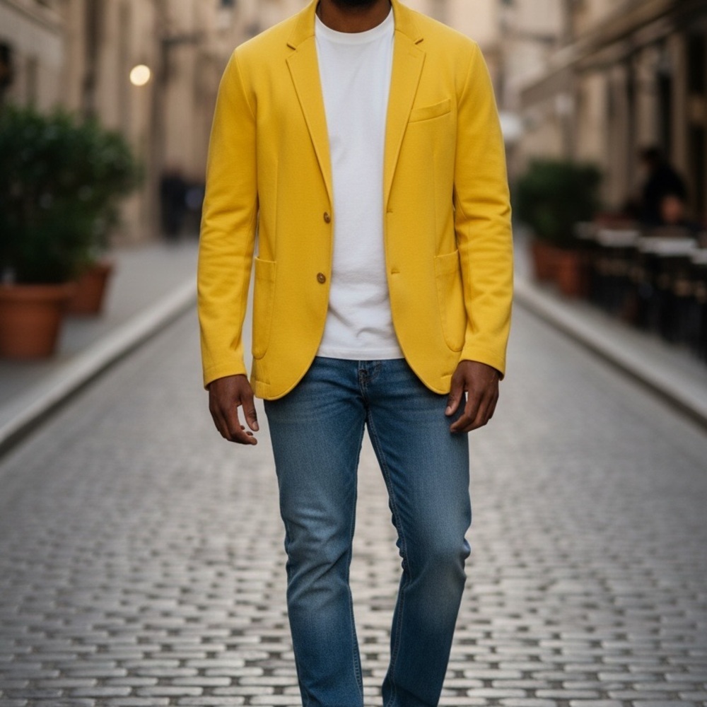 Vibrant Yellow Men's Blazer - Picture 5 of 5